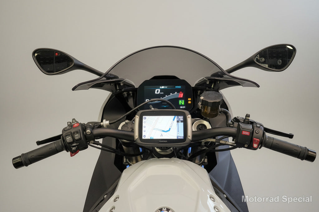 Navihalter BMW S1000RR mit AC-Schnitzer Lenkerumbau für TomTom