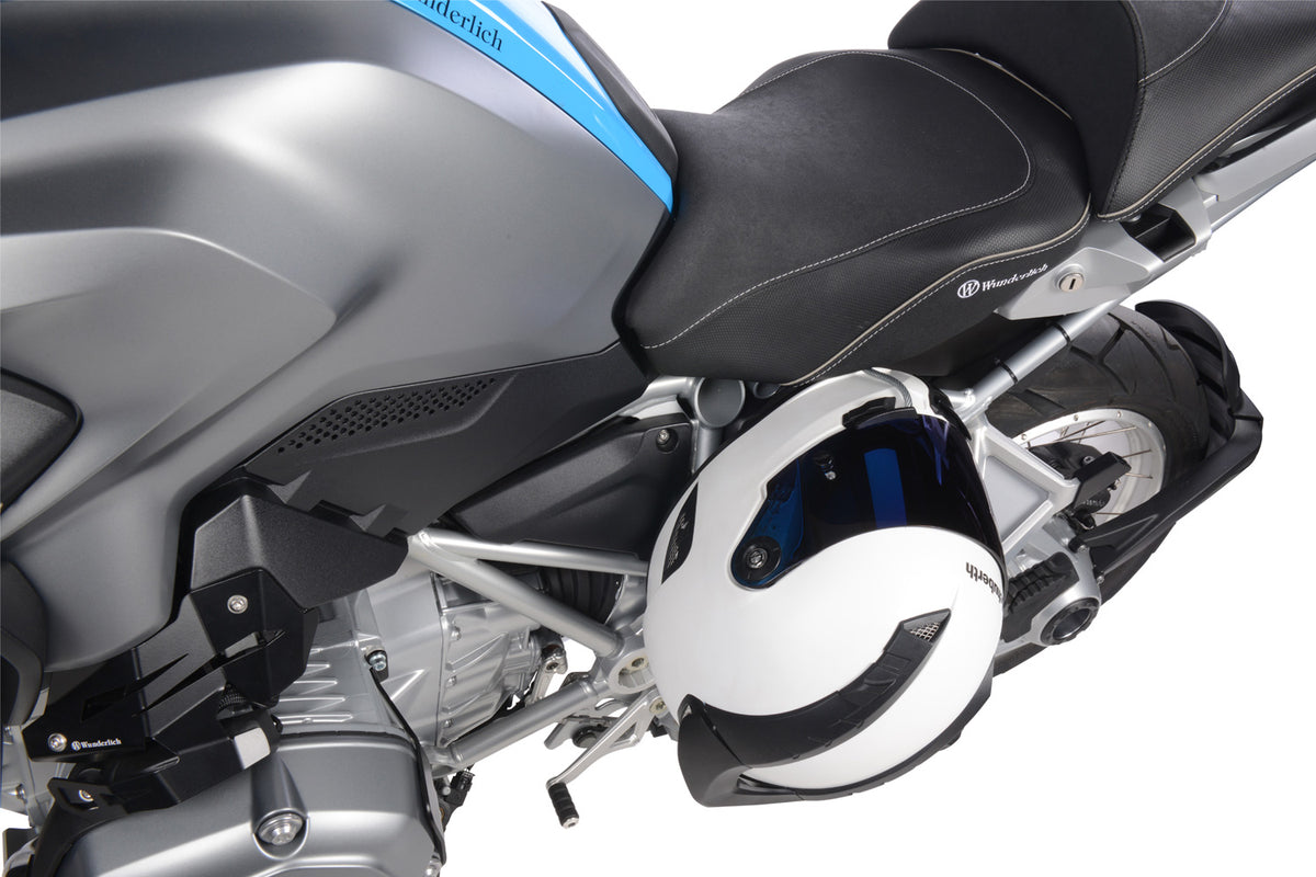 Wunderlich Helm-Lock für BMW R1200GS LC und R1200GS Adventure, Helm unterwegs sicher am Motorrad befestigen.
