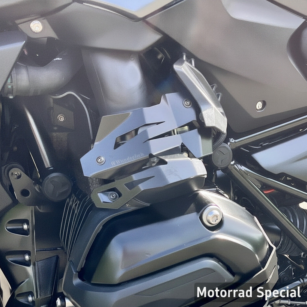 Wunderlich Abdeckung der Einspritzanlage für BMW R1200GS LC und R1200R LC, links und rechts montiert.